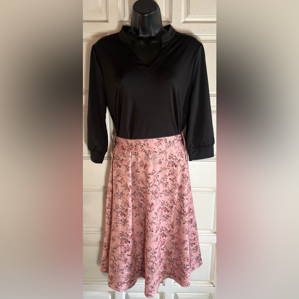 Floral Pink A-Line Skirt